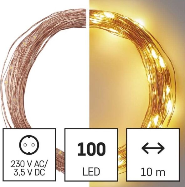 Catena luminosa LED per esterni 100xLED/15m IP44, bianco caldo