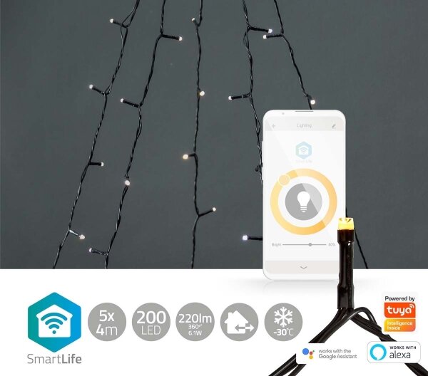 Nedis WIFILXT11W200 - Tenda di Natale LED 200xLED/8 funzioni 5x7m IP65 Wi-Fi Tuya