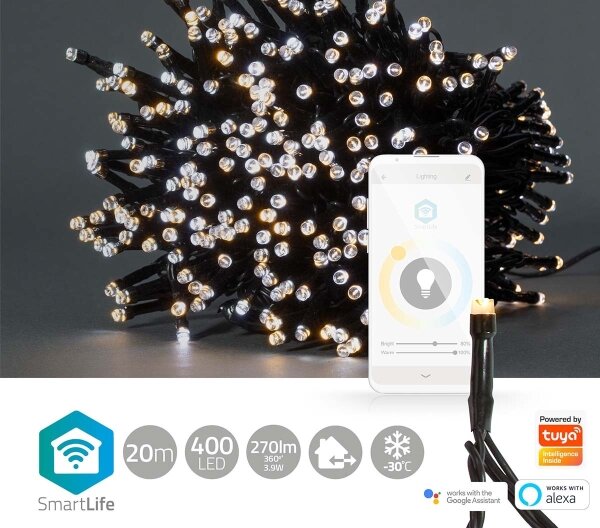 Nedis WIFILX02W400 - Catena di Natale LED 400xLED/8 funzioni 25m IP65 Wi-Fi Tuya