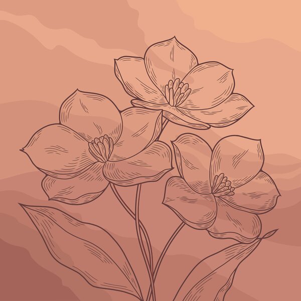 Carta da parati Disegno di fiori su sfondo rosa, Carta da parati design, Carta da parati popolare, t00042 - Tapeko.it