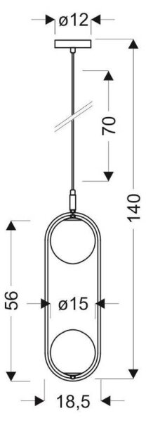 Lampadario a sospensione con filo CORDEL 2xG9/28W/230V nero