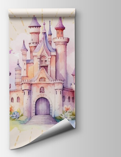 Carta da parati Acquerello di un castello, Carta da parati per Bambini, Carta da parati popolare, t00047 - Tapeko.it