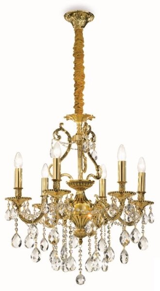 Ideal Lux - Lampadario di cristallo a sospensione con catena GIOCONDA 6xE14/40W/230V diametro 62 cm oro