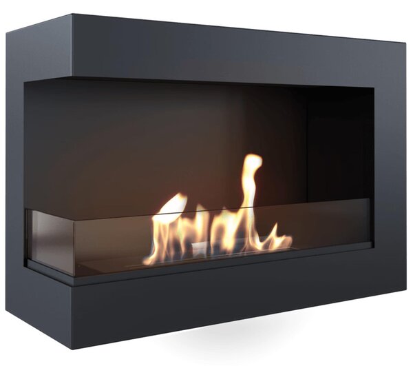 Camino Bioetanolo Parete DELTA 700 T�V Sinistra con vetro Dimensioni 70x28x h48 cm - peso 13 kg colore nero apertura a Sinistra