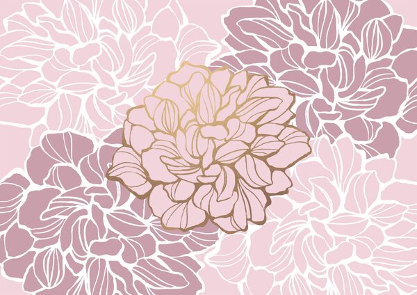 Carta da parati Fiore rosa e bianco, Carta da parati Floreale, Carta da parati popolare, t00003v1 - Tapeko.it