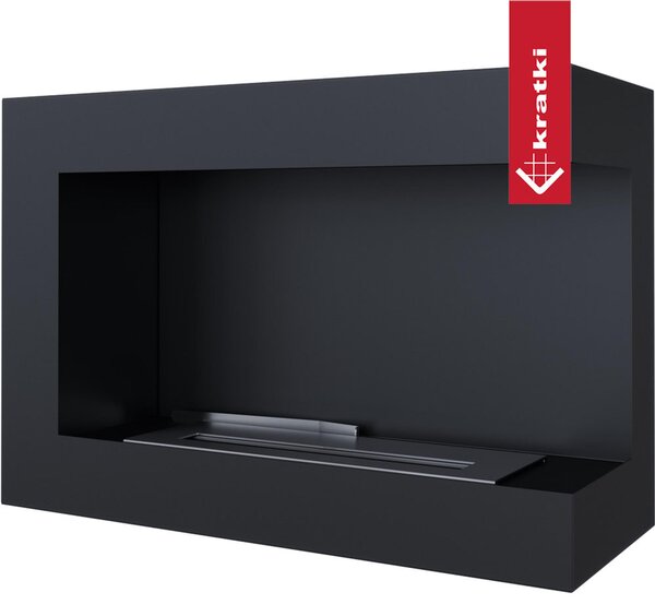 Camino Bioetanolo Parete DELTA 700 T�V Destra con vetro Dimensioni 70x28x h48 cm - peso 13 kg colore nero apertura a Destra