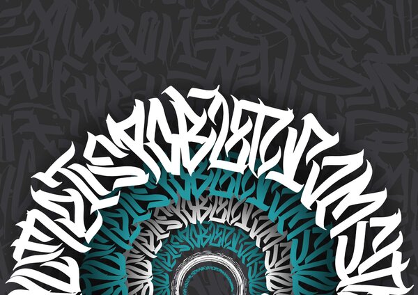 Carta da parati Graffiti bianchi e blu su sfondo nero, Carta da parati Moderno, Carta da parati popolare, t00012 - Tapeko.it
