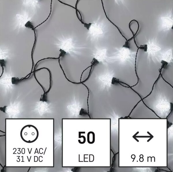 Catena luminosa LED per esterni, 50 LED / 8 funzioni, 14,8 m, IP44, bianco freddo