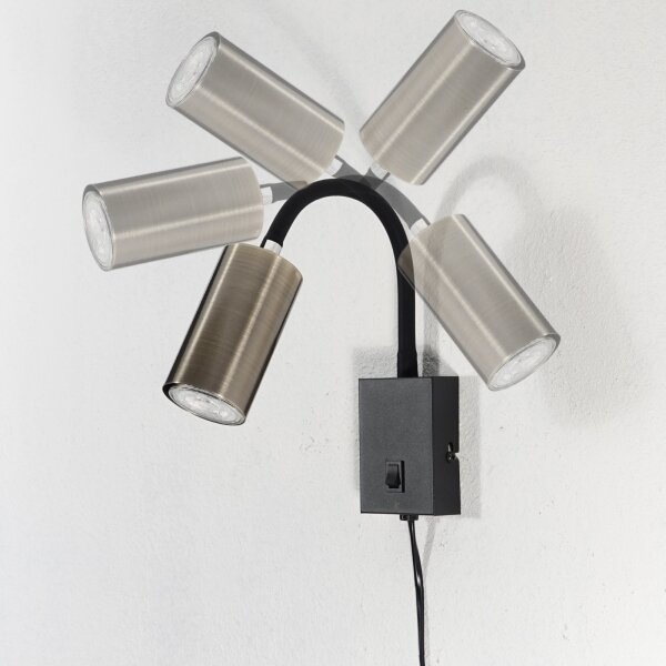 Globo 57911WM - Lampada da parete flessibile ROBBY 1xGU10/25W/230V nero/ottone