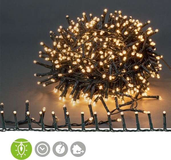 Nedis CLCC560 - Catena a LED per esterni 560 LED/7 funzioni 14 m IP44 bianco caldo