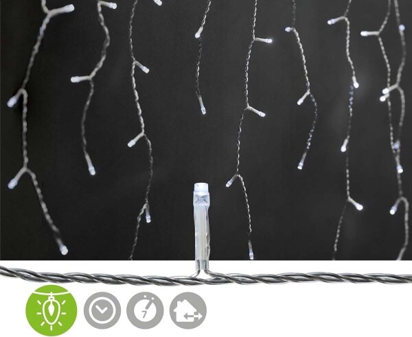 Nedis CLLC180C - tenda luminosa LED 180xLED/7 funzioni 10,9m IP44 bianco freddo