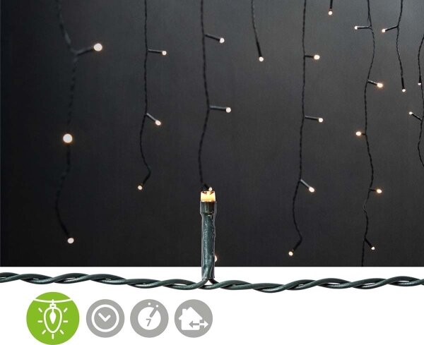 Nedis CLLC180- Tenda luminosa a LED da esterno 180xLED/7 funzioni 10,9 m IP44 bianco caldo