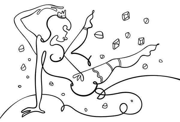 Carta da parati Disegno di una donna che balla, Carta da parati Moderno, Carta da parati popolare, t00055 - Tapeko.it
