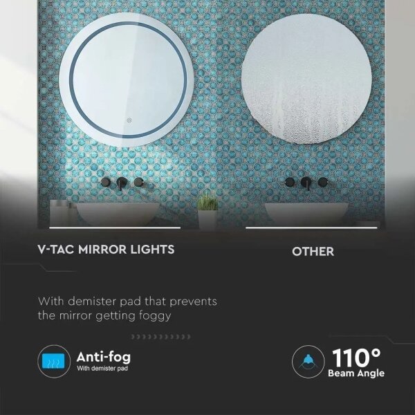 LED Specchio retroilluminato riscaldato per bagno LED/25W/230V IP44 3000K/4000K/6400K
