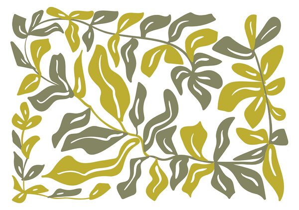 Carta da parati Disegno di foglie e fiori, Carta da parati Foglie, Carta da parati popolare, t00057v2 - Tapeko.it