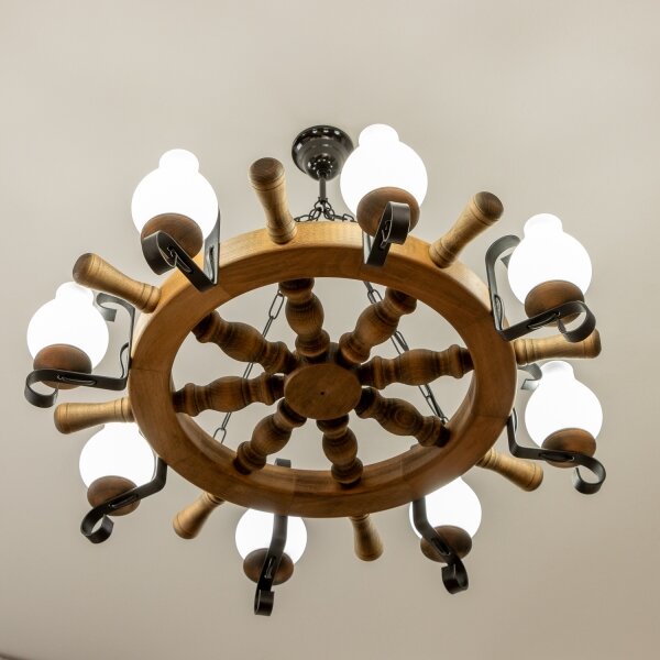Brilagi - Lampadario a sospensione TIMONA a catena, 8xE14/40W/230V, diam. 70 cm, finitura faggio