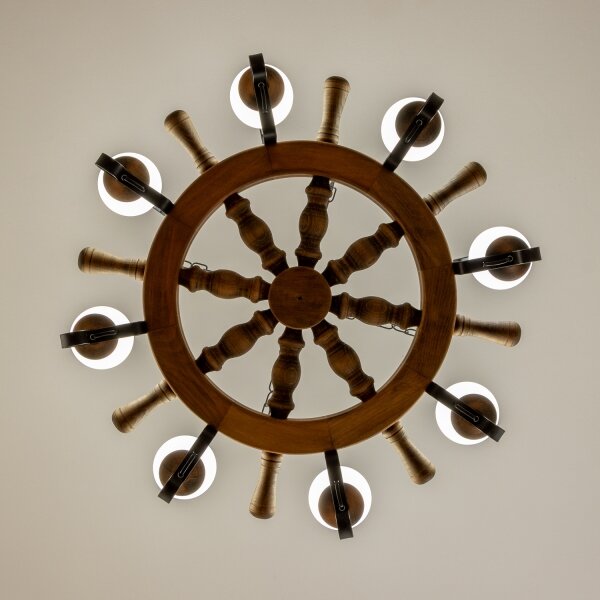 Brilagi - Lampadario a sospensione TIMONA a catena, 8xE14/40W/230V, diam. 70 cm, finitura faggio