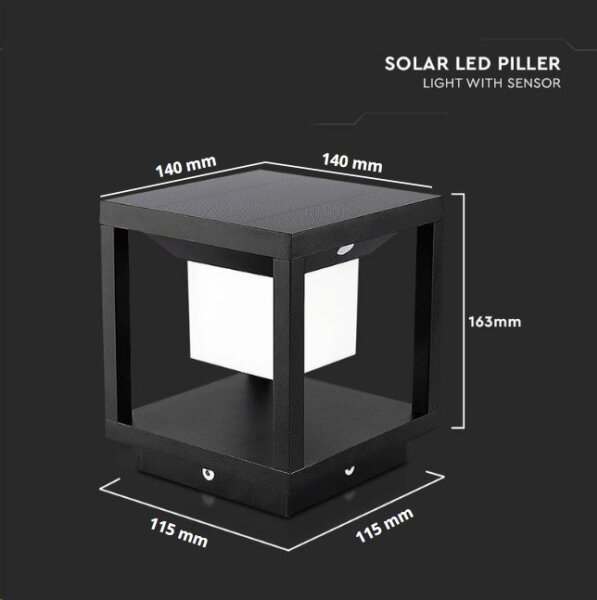Lampada solare LED con sensore LED/2W/5,5V 3000K IP65 2600 mAh nera