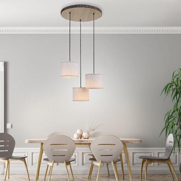 Leuchten Direkt 11236-79 - Lampadario a sospensione con filo BARK 3xE27/40W/230V