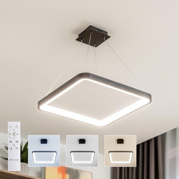 Brilagi - Lampadario LED dimmerabile a sospensione con cavo FALCON SLIM LED/50W/230V 50x50 cm nero + telecomando