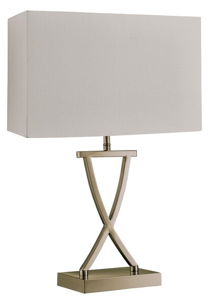 Lampada Da Scrivania Contemporanea Club Acciaio Ottone Tessuto Bianco 1 Luce E14