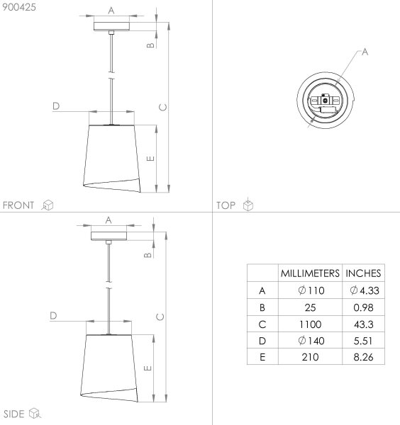 Eglo 900425 - Lampadario a sospensione con filo BOLIVIA 1xE27/40W/230V