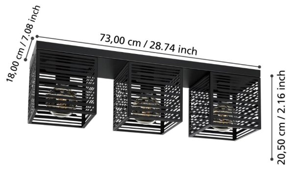 Eglo 900357 - Plafoniera PIEDRITAS 3xE27/40W/230V