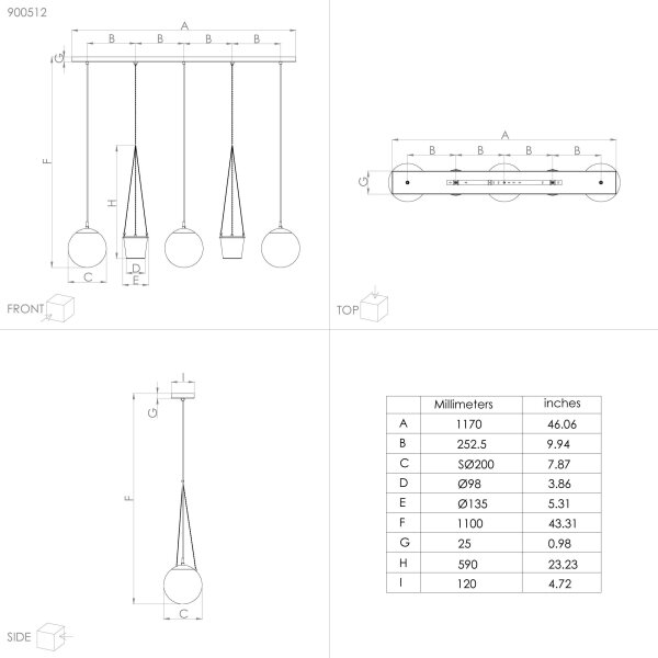 Eglo 900512 - Lampadario a sospensione con filo RONDO 3xE27/40W/230V