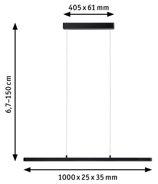 Paulmann 79693 - LED/42W Lampadario dimmerabile su filo LENTO 230V nero