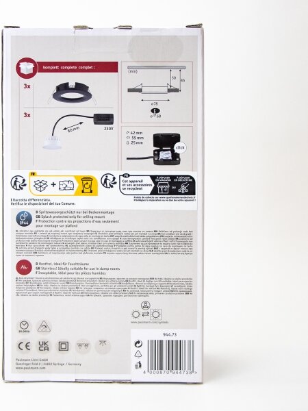 Paulmann 94473 - SET 3xLED/6W IP44 Lampada da incasso per bagno NOVA 230V