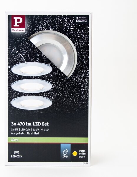 Paulmann 93462 - SET 3xLED/6W IP44 Lampada da incasso per bagno NOVA 230V