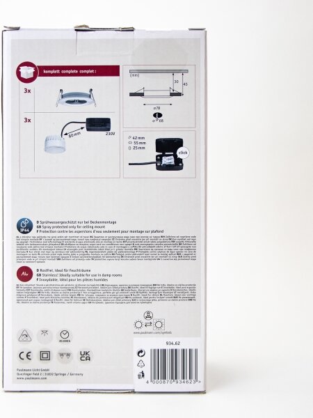 Paulmann 93462 - SET 3xLED/6W IP44 Lampada da incasso per bagno NOVA 230V
