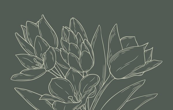 Carta da parati Disegno di fiori su una pianta, Carta da parati Floreale, Carta da parati popolare, t00135v1 - Tapeko.it