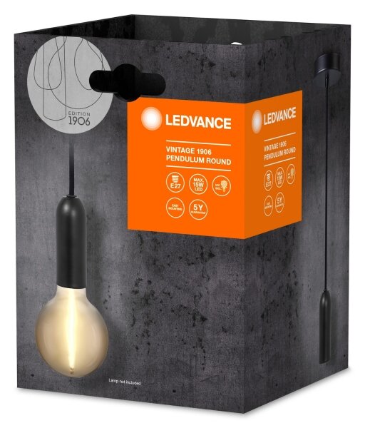 Ledvance - Lampadario a sospensione con filo PENDULUM ROUND 1xE27/15W/230V nero