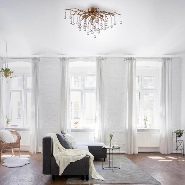 Paul Neuhaus 8090-11 - Lampadario a plafone ICICLE 4xG9/40W/230V 30x60 cm ottone