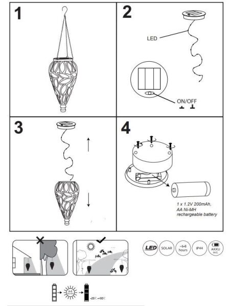 Globo 36131 - Lampada LED solare SOLAR LED/0,9W/3,2V IP44 limpido