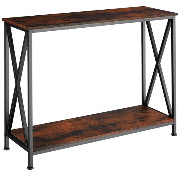 Tectake 404670 tavolino/tavolo console tacoma 100x35x80,5cm - legno industriale scuro, rustico