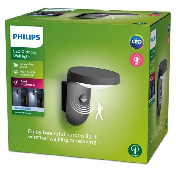 Philips TYLA LED 9W 230V 4000K IP44 lampada da parete esterna con sensore