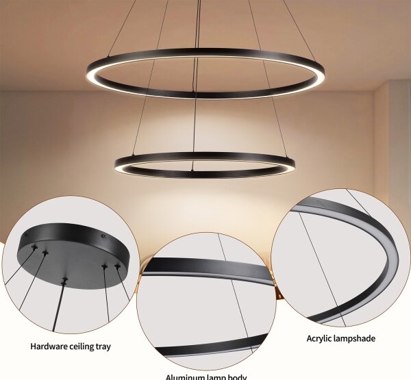 Brilagi - Lampadario a sospensione dimmerabile a LED PORTOFINO LED/98W/230V diam. 80 cm nero + telecomando