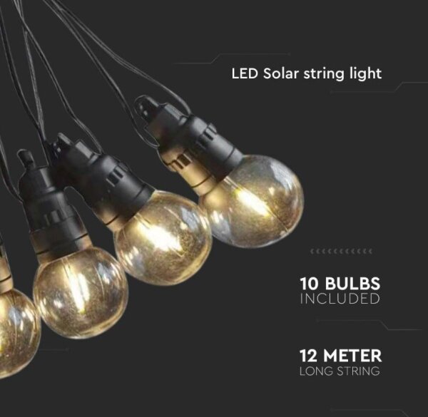 Catena LED solare 10xLED/0,5/4,5V 12 m 3000K IP44 + +TC
