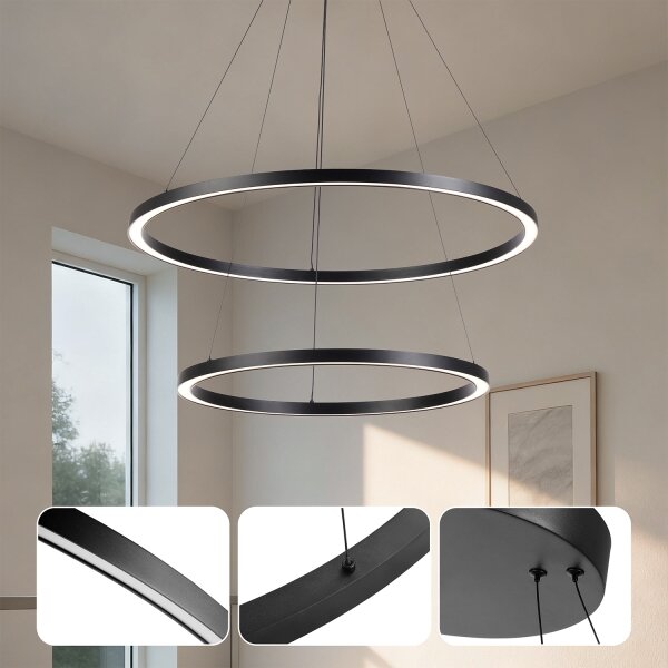 Brilagi - Lampadario a sospensione dimmerabile a LED PORTOFINO LED/98W/230V diam. 80 cm nero + telecomando