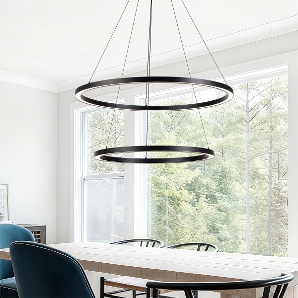 Brilagi - Lampadario a sospensione dimmerabile a LED PORTOFINO LED/98W/230V diam. 80 cm nero + telecomando
