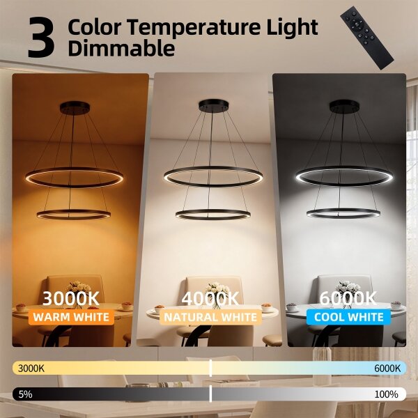 Brilagi - Lampadario a sospensione dimmerabile a LED PORTOFINO LED/98W/230V diam. 80 cm nero + telecomando