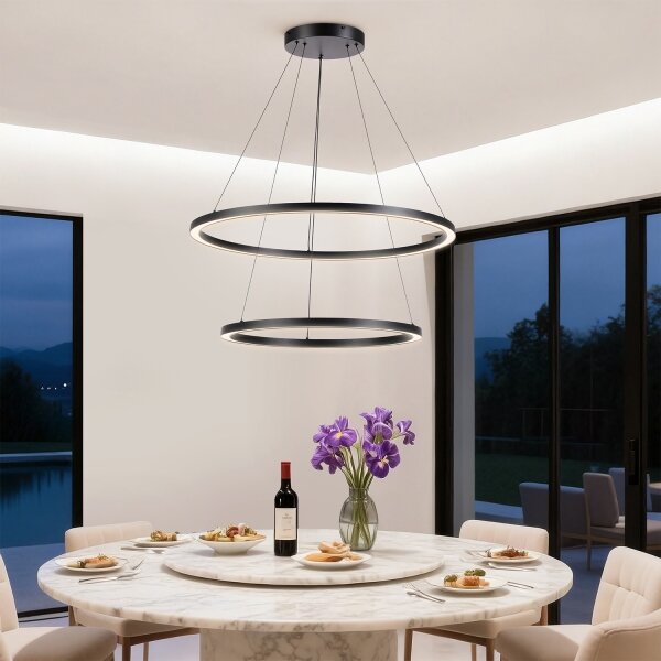 Brilagi - Lampadario a sospensione dimmerabile a LED PORTOFINO LED/98W/230V diam. 80 cm nero + telecomando
