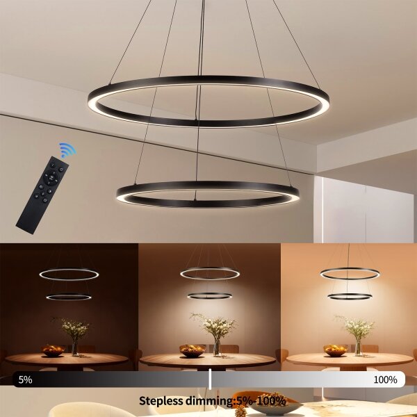 Brilagi - Lampadario a sospensione dimmerabile a LED PORTOFINO LED/98W/230V diam. 80 cm nero + telecomando