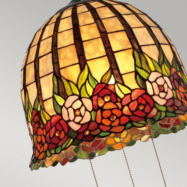 Quoizel QZ-ROSECLIFFE-P - Lampadario a catena Tiffany ROSECLIFFE 3xE27/100W/230V