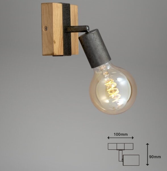 Briloner 2900-011 - Faretto da parete WOOD BASIC 1xE27/25W/230V