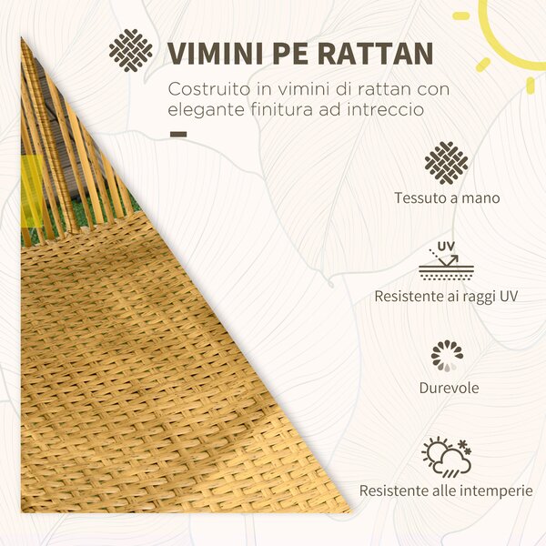 Outsunny Poltrona da Giardino a Uovo con Poggiatesta e Cuscini per Seduta, in Rattan e Acciaio, 89x75x143 cm|Aosom