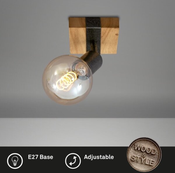 Briloner 2900-011 - Faretto da parete WOOD BASIC 1xE27/25W/230V