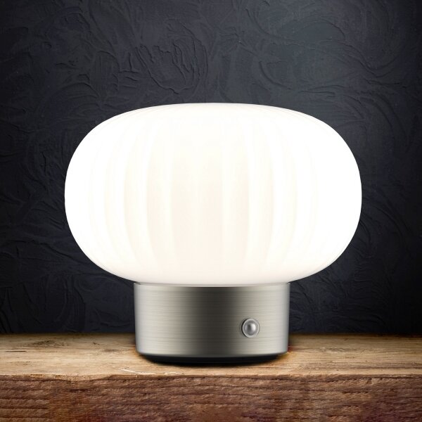 Lampada da tavolo LED dimmerabile con funzione Touch LATTE LED/1,8W/5V USB 2000 mAh cromo/bianco
